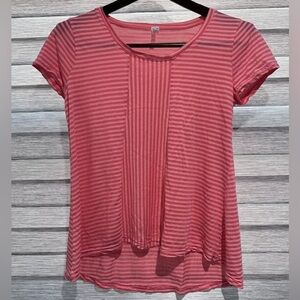 Lulu B Tunic Top Women Size S  Striped Coral Pink White